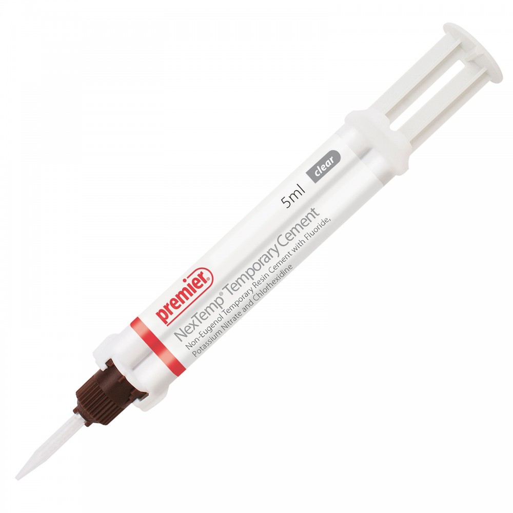Premier Dental NexTemp Temporary Resin Cement STANDARD KIT (CLEAR) - PACK OF 1 (5ML) AUTOMIX SYRINGE & 10 x MIX TIPS