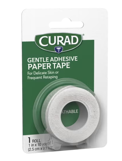 Tape (Paper): Curad Sensitive Skin Paper Tape; 1″ x 10 yds