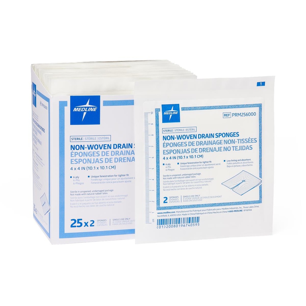 Gauze: Sterile Nonwoven Drain Sponge