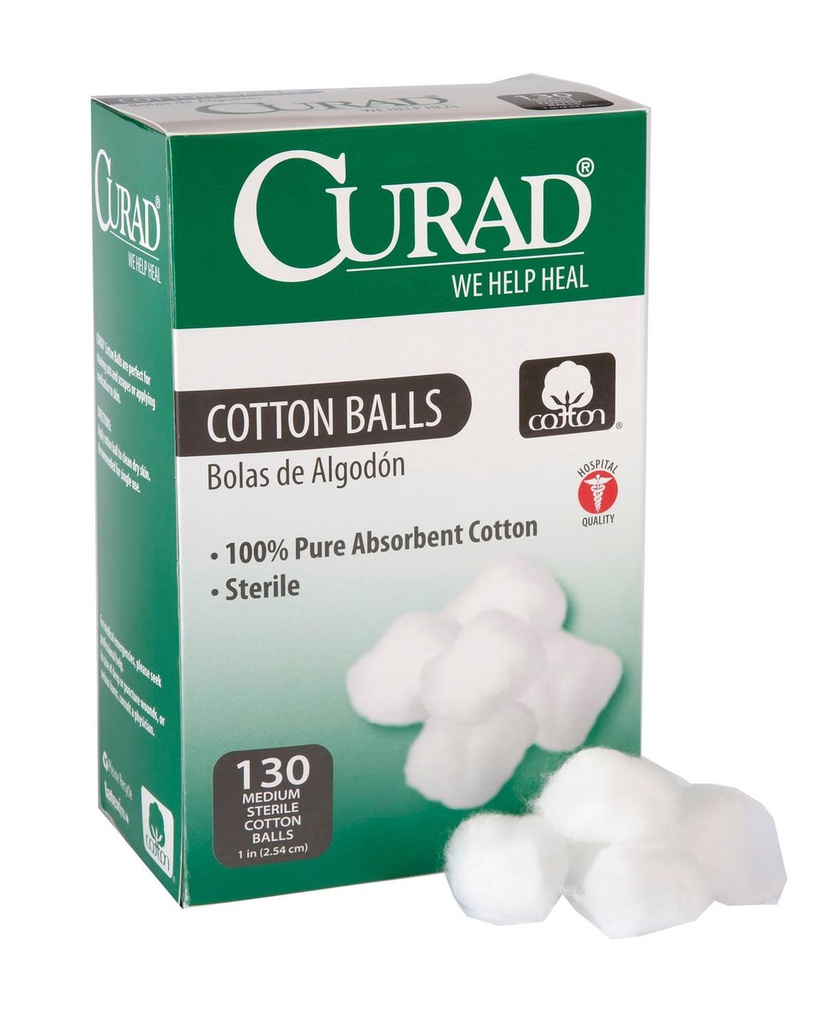 Cotton Balls: CURAD Sterile Cotton Balls; 130/box