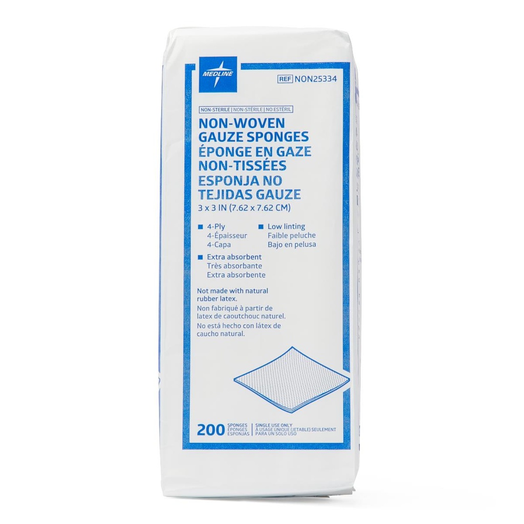 Gauze: Medline Avant Non-Woven, Non-Sterile Sponge; 3"x 3"