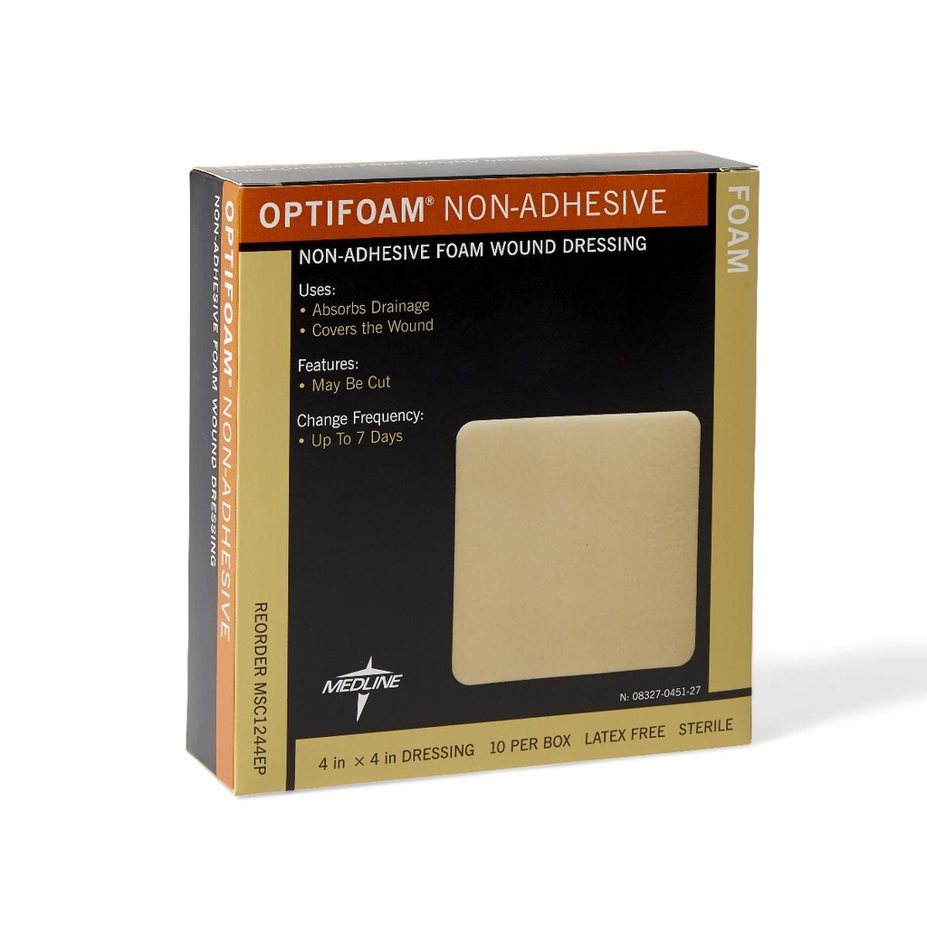 Optifoam Non-Adhesive Foam Wound Dressing, 4" x 4" - 10 / Box