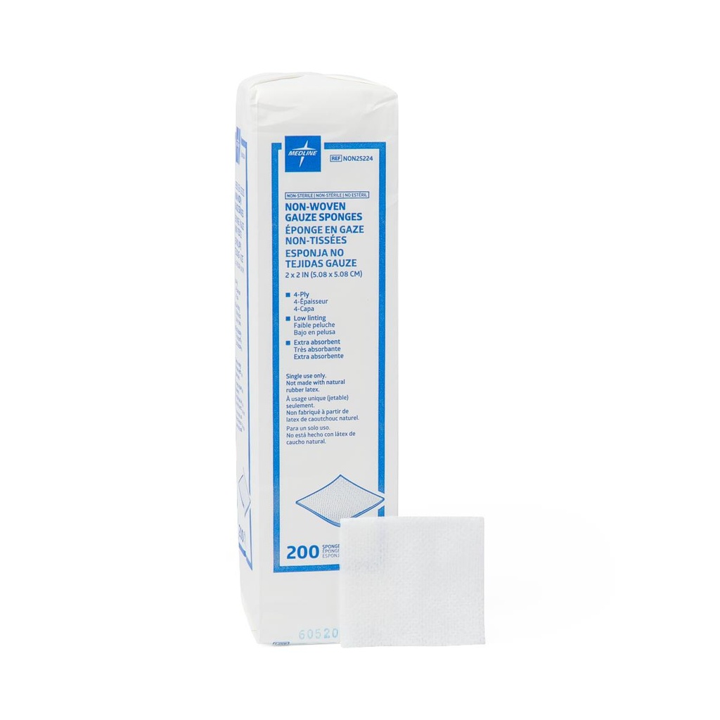 [NON25224] Gauze: Medline Non-Sterile, Non-Woven Sponge (2" X 2"); 200 / Bag