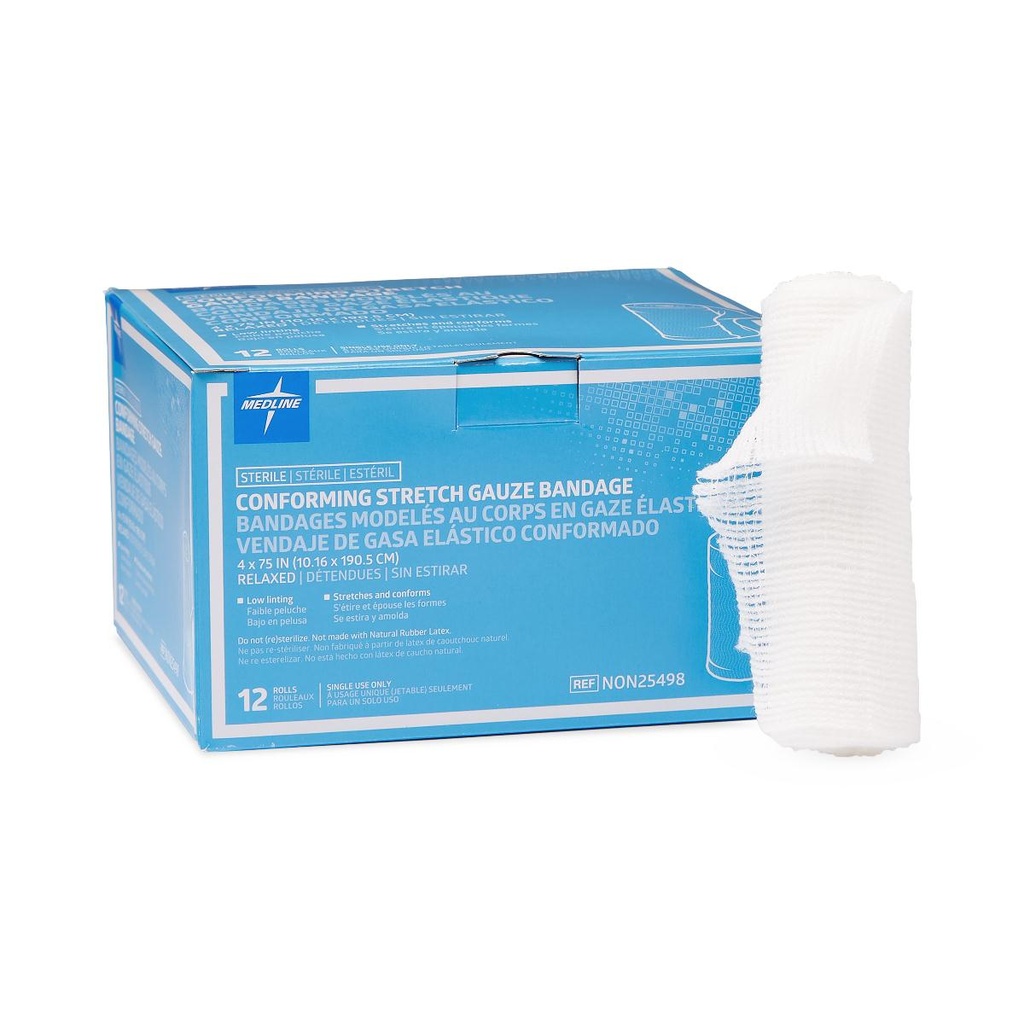 Stretch Gauze: Medline Sterile Conforming Bandages (4" x 75" Rolls); 12/Box