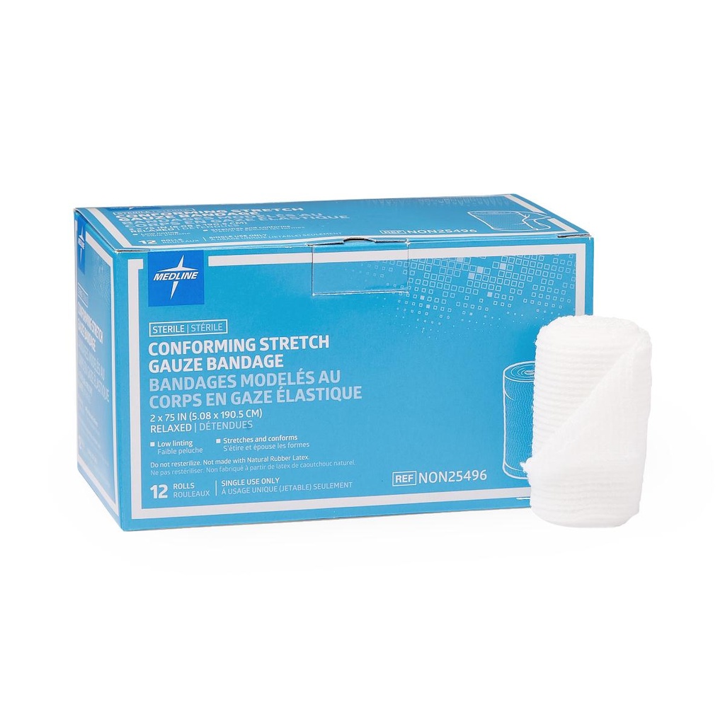 Stretch Gauze: Medline Sterile Conforming Bandages (3" x 75" Rolls); 12/Box