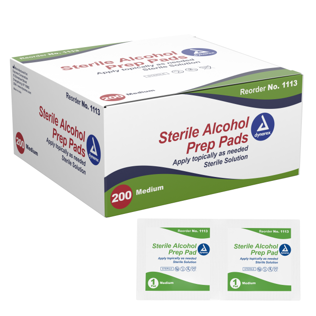 [1113] Dynarex Sterile Alcohol Prep Pad (MEDIUM), 200 / Box