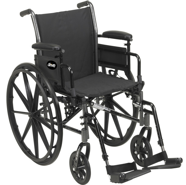 Cruiser III, 16" Lightweight Wheelchair, Flip-back Full Arms, Swing-away Footrests