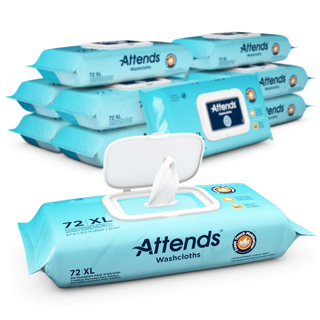 Attends Washcloths with Aloe, Chamomile and Vitamin E, Pack of 72