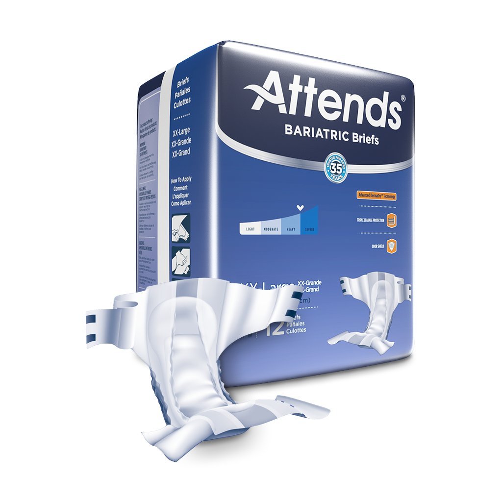 Attends Bariatric Incontinence Briefs (2XL), Pack of 12