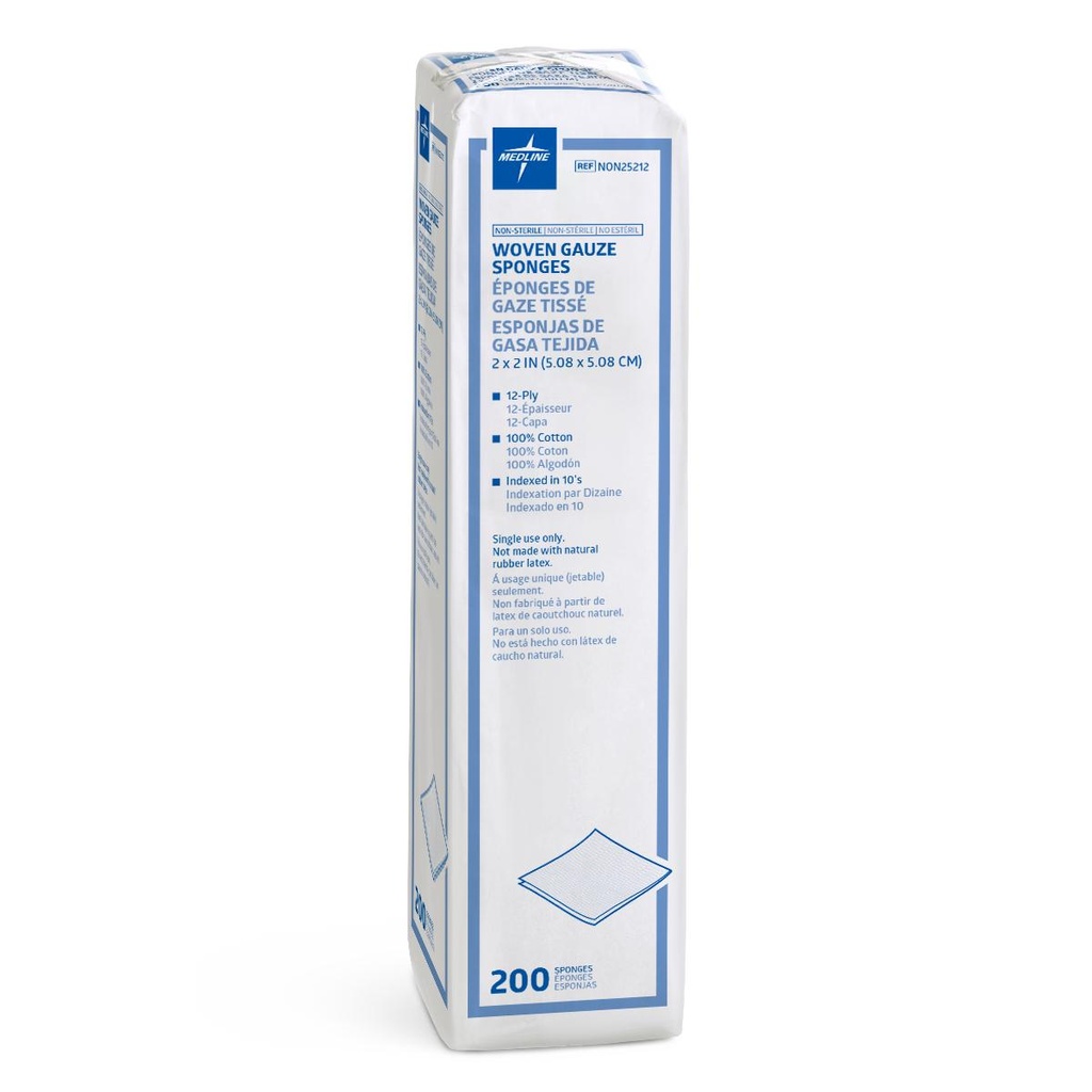 Gauze: Medline Nonsterile 100% Cotton Woven Sponges; 2" x 2"