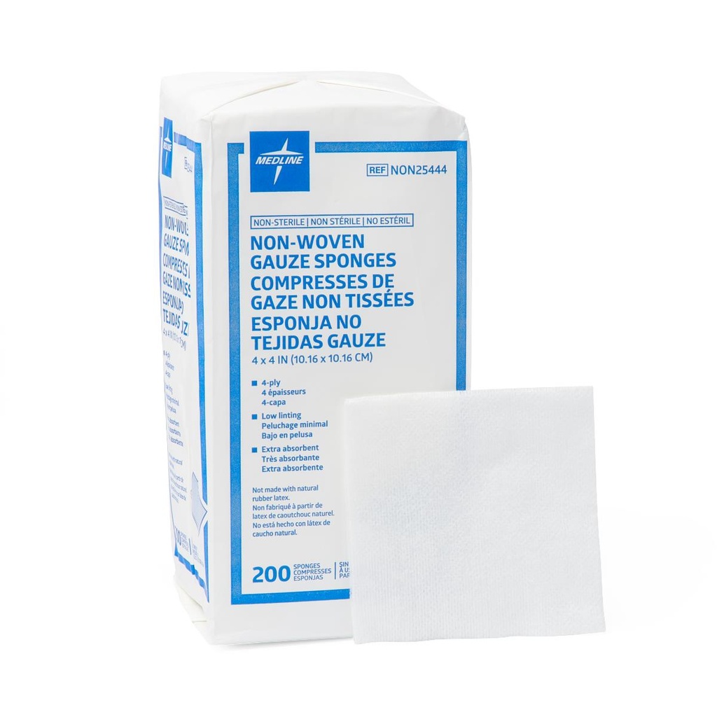 Gauze: Nonsterile Nonwoven 4-Ply Sponges; 4" x 4"