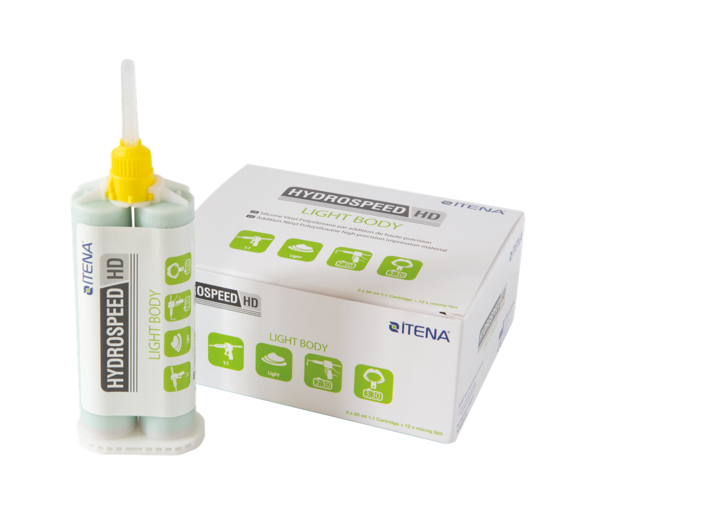 Itena Hydrospeed HD Impression Material (TYPE 3 - LIGHT BODY) - PACK OF 2 (50ML) CARTRIDGES & 12 MIXING TIPS