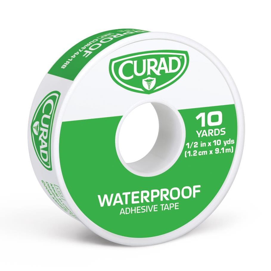 Tape (Waterproof): CURAD Waterproof Adhesive Tape; 1/2" x 10 yd