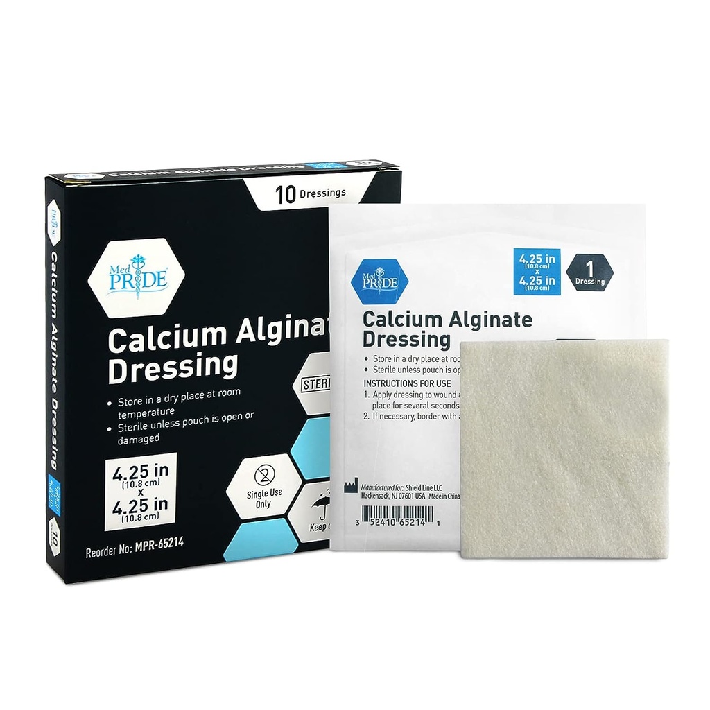 Calcium Alginate: 4.25" x 4.25" Dressing; box of 10 