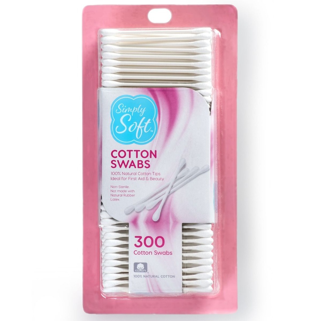 Simply Soft Cotton Swabs, 300/Box
