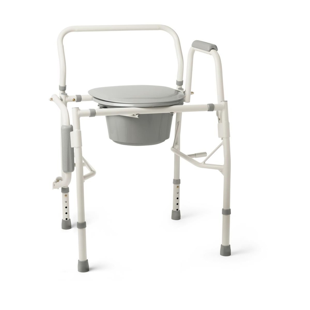 STEEL DROP-ARM COMMODE, 350 LB. WEIGHT CAPACITY