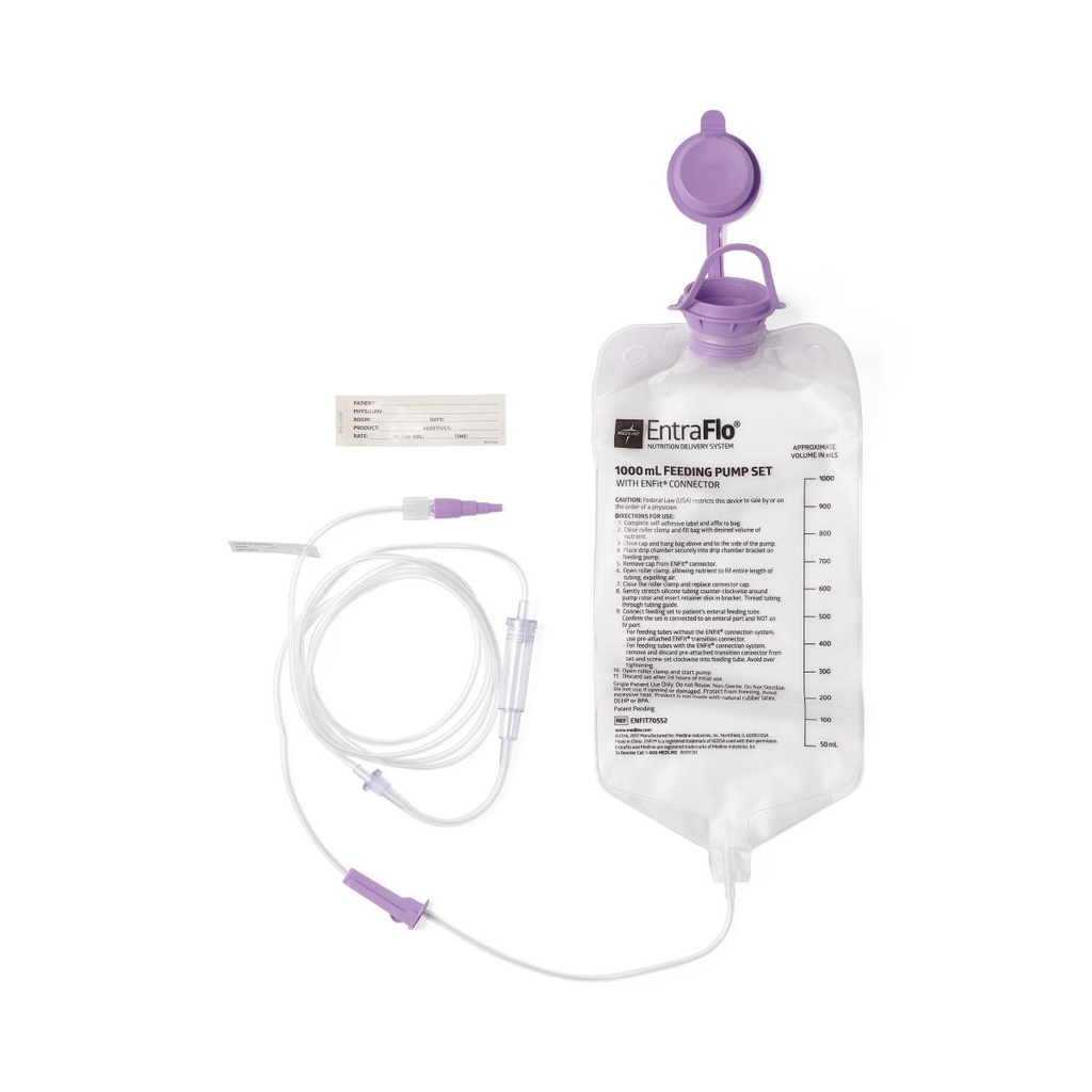 Medilne H20 EntraFlo Feeding Bag Set (1000ML) - Pack Of 30 Pieces