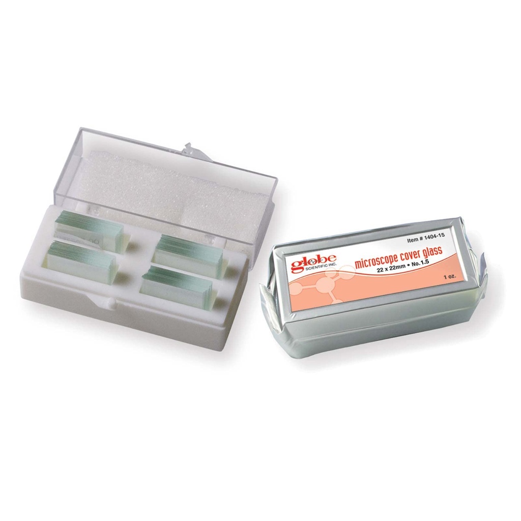 Microscope Cover Glass, 22mm x 22mm, # 2 Thickness (Appx. 136 / 1oz box)