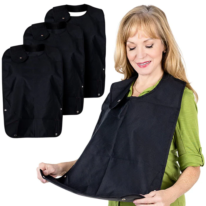 Vive Adult Washable  Bibs 3PK Black