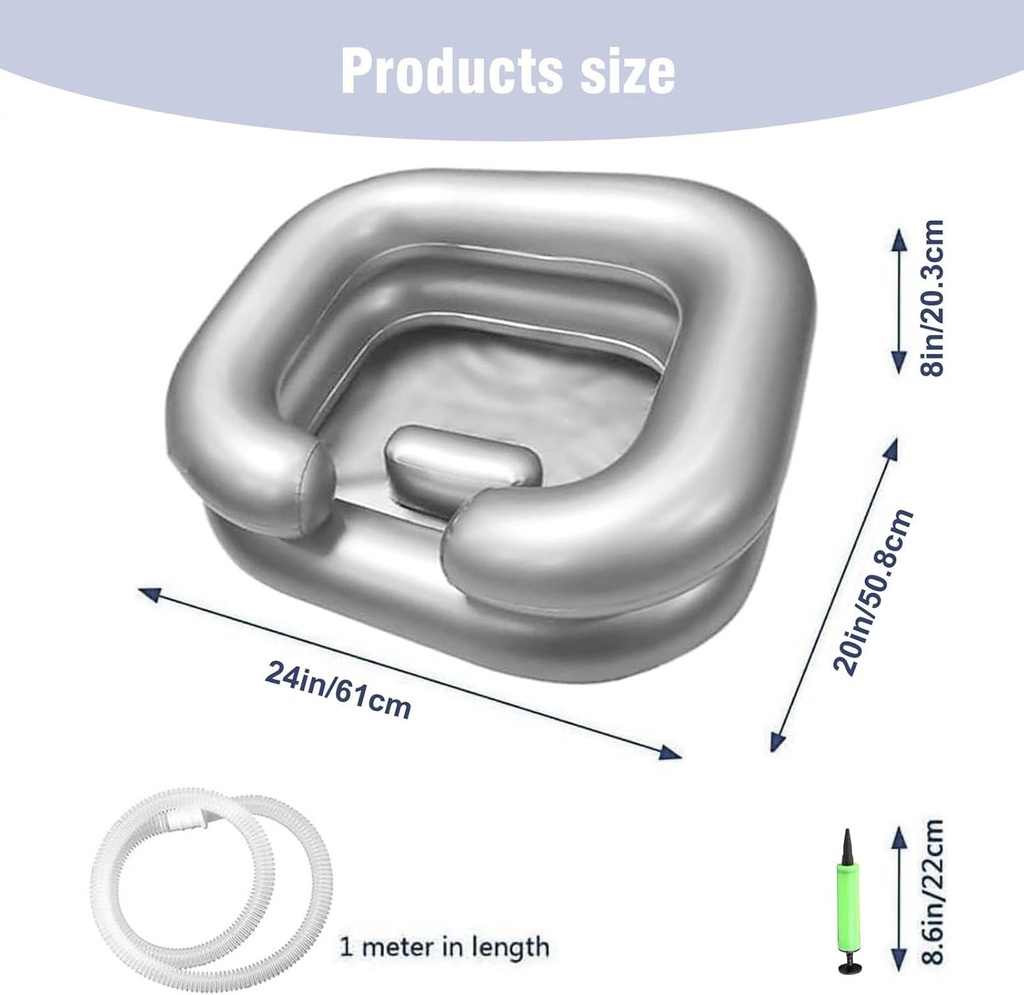 Inflatable Portable / Bed Shampoo Basin grey