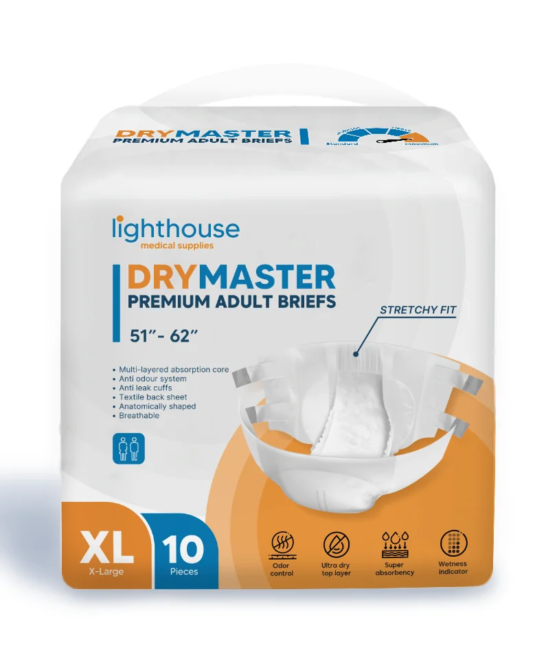 Drymaster Premium Adult Briefs, XL (51" - 69"), 10 / Bag
