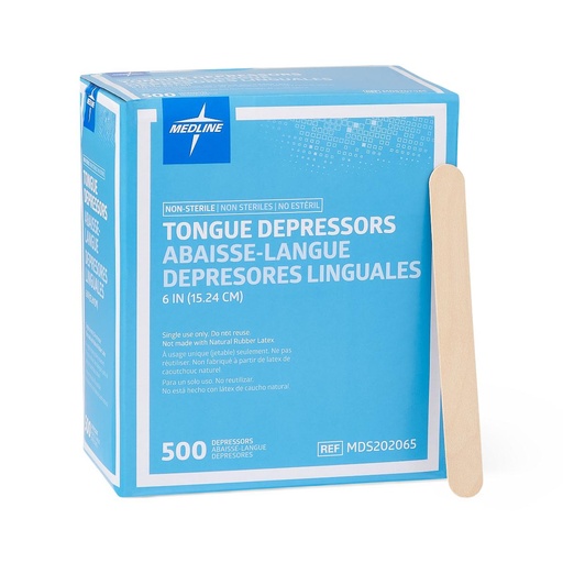 [MDS202065] Tongue Depressor: Non-Sterile 6"; Box of 500
