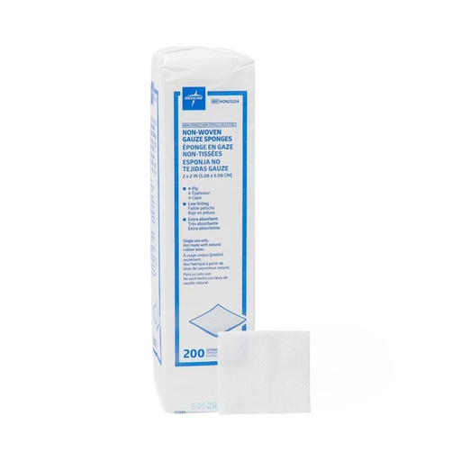 [NON25224] Gauze: Medline Non-Sterile, Non-Woven Sponge (2" X 2"); 200 / Bag