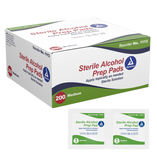 [1113] Dynarex Sterile Alcohol Prep Pad (MEDIUM), 200 / Box