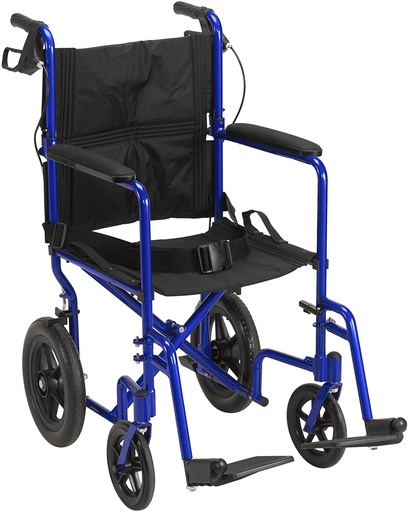 [EXP19LTBL] Lightweight Expedition Aluminum Transport Wheelchair - Blue