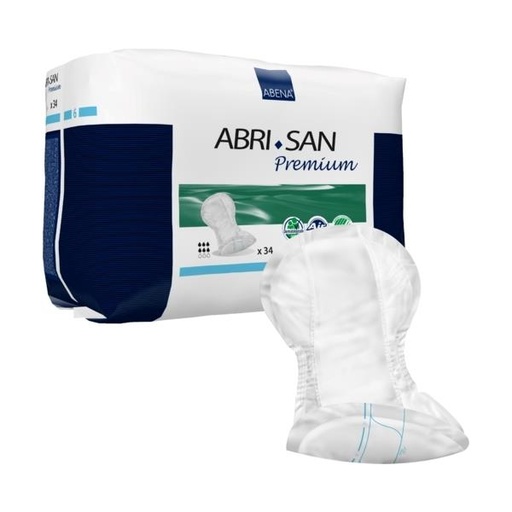 [9378] Abena Abri-San Premium Incontinence Insert Pads, Moderate Absorbency, Size 6, Bag of 34