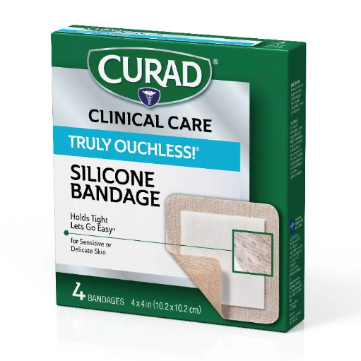 [CUR5001V1] CURAD Silicone Flexible Fabric Bandages, 4" x 4"