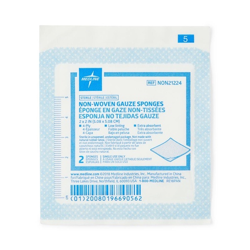 [NON21224] Gauze: Medline Sterile Nonwoven Sponges (2" x 2"); 50/Box