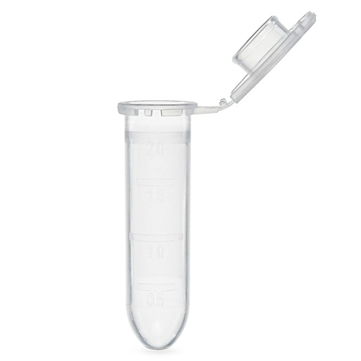 [111572LK] Microcentrifuge Tube, 2.0mL, PP, Attached Locking Snap Cap, Graduated, Natural, Lot Certified: Rnase, Dnase, Pyrogen, ATP and Human DNA (Bag of 500)